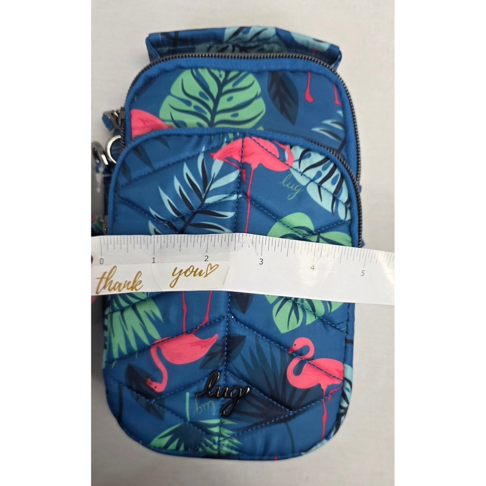 Lug Skeeter Mini Crossbody Bag Flamingo Blue Tropical Quilted Belt Bag NWT - Picture 11 of 13